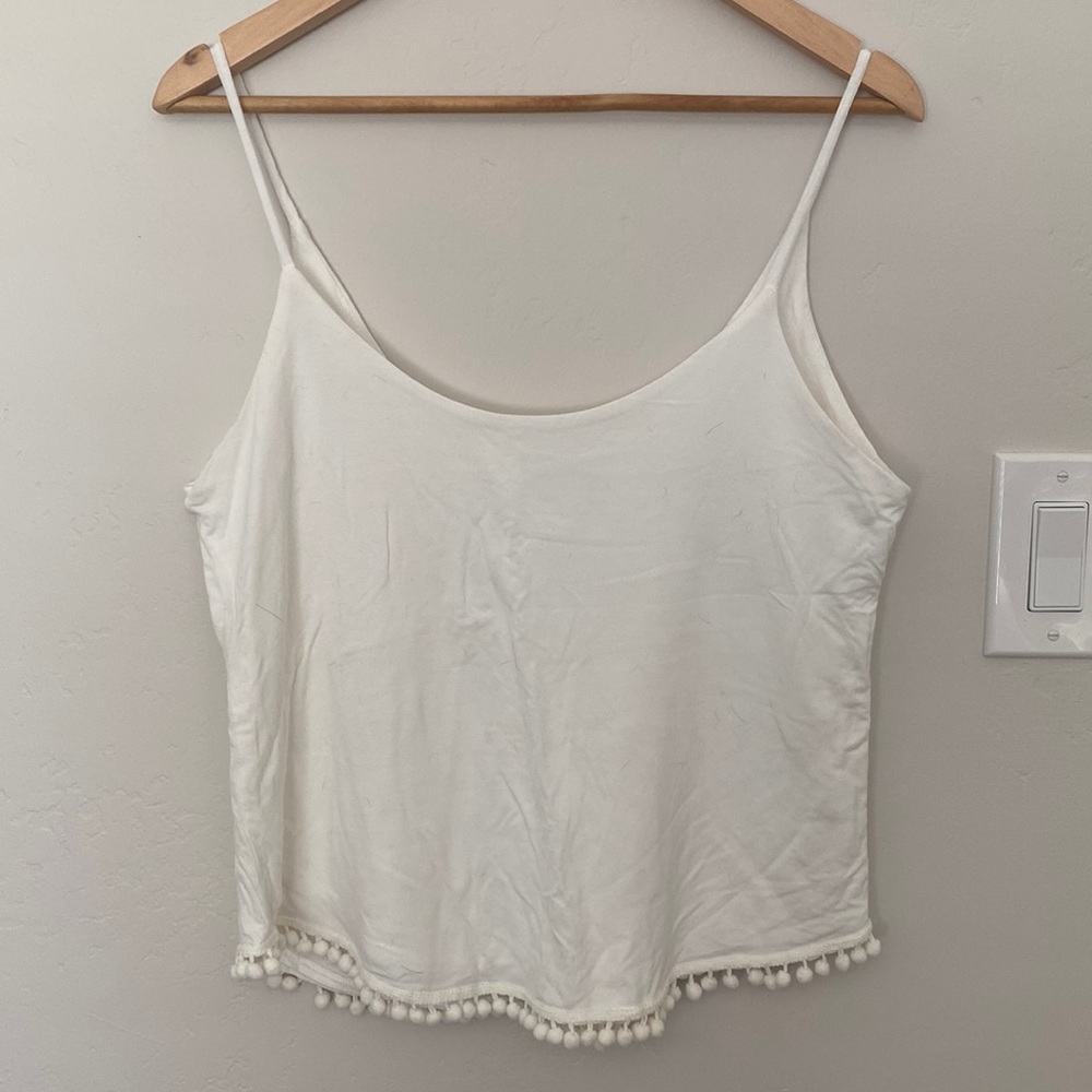Love Lucy love cream pompom tank size medium